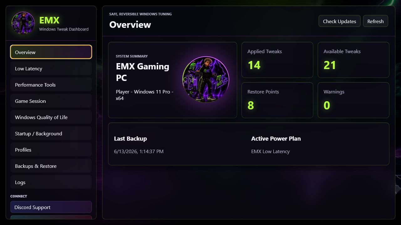 EMX Windows Tweak Dashboard