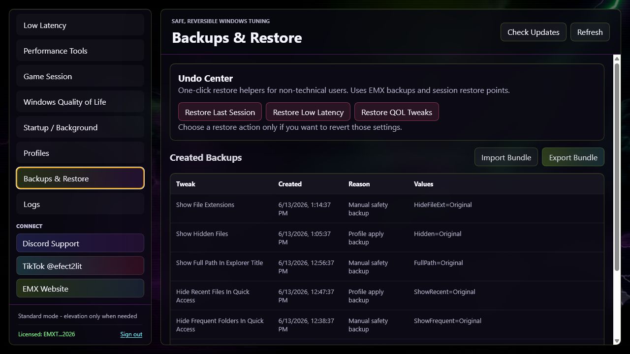 Tweak Dashboard backups