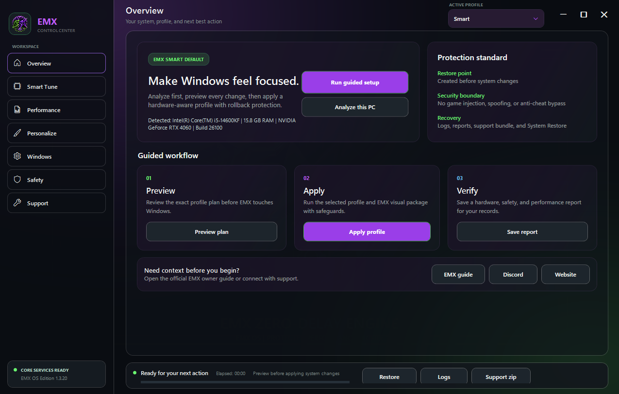Current EMX Custom OS overview
