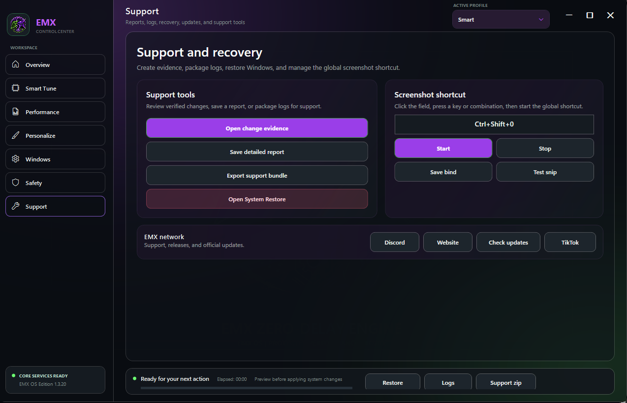 EMX support view